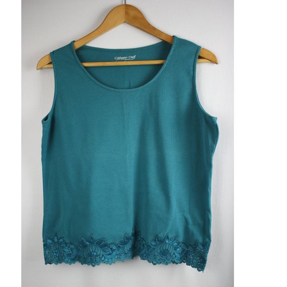 Coldwater Creek Tops - Teal Lace Hem Cami Tank